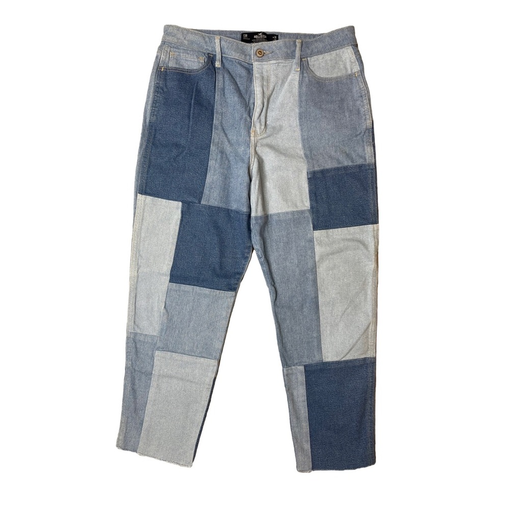 Hollister Patchwork Vintage Stretch Mom Jeans Womens Blue 13R 31x27